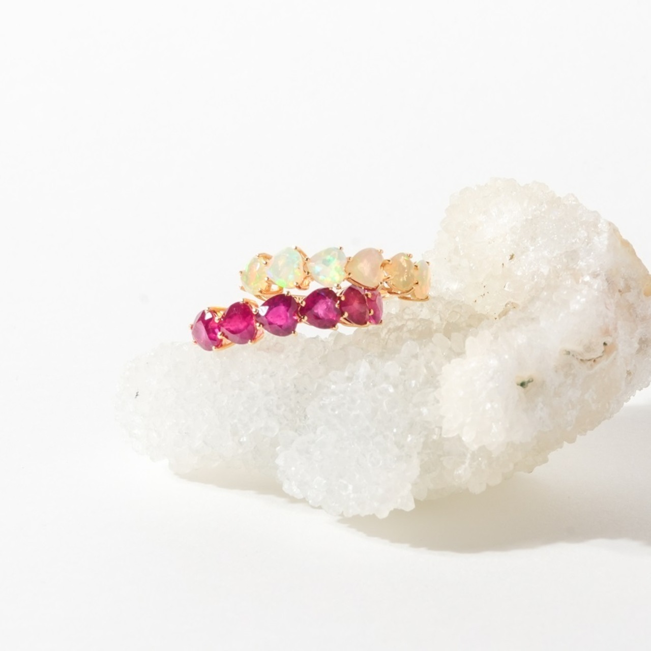 【K18 / 12号】オパール ハート連 リング