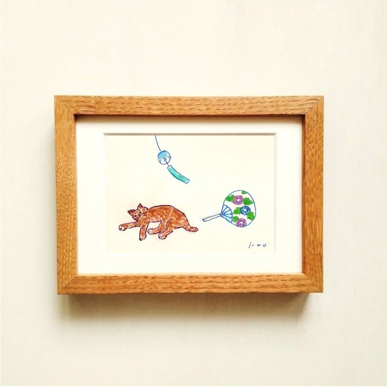 向日葵 原画 ※木製額縁入り(2Lサイズ）花の絵・イラスト・インテリア