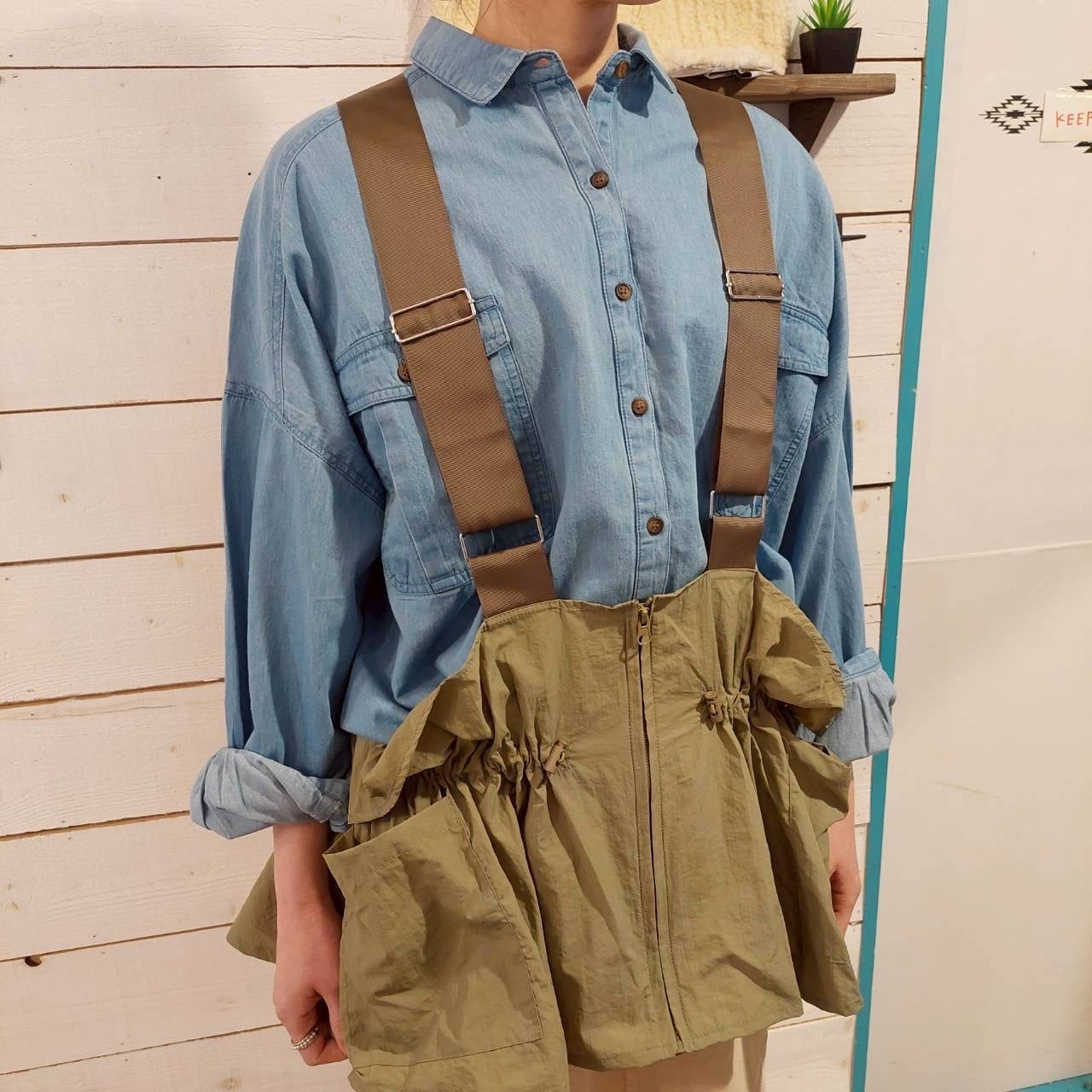 『People's』3056 ナイロンドロストサスペンダーベスト　サイズ調整可能　フリーサイズ