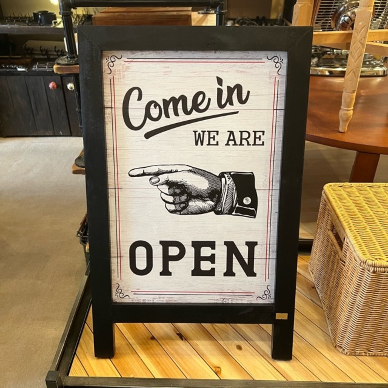 American Classic Come In Open-Finger (Foldable Stand)　アメリカンクラシック［Come in OPEN Finger（フォルダブルスタンド）看板　スタンド　立てかけ
