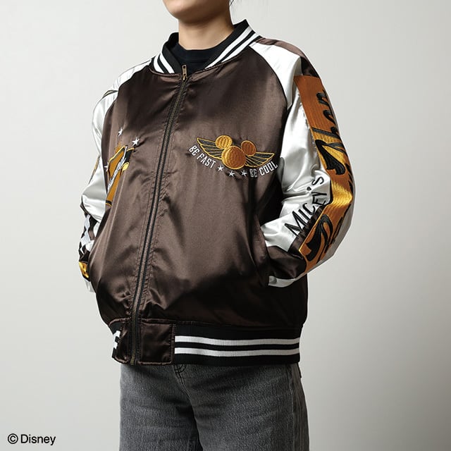 キャラジャン】 ディズニー ミッキー キングモーター スカジャン（L