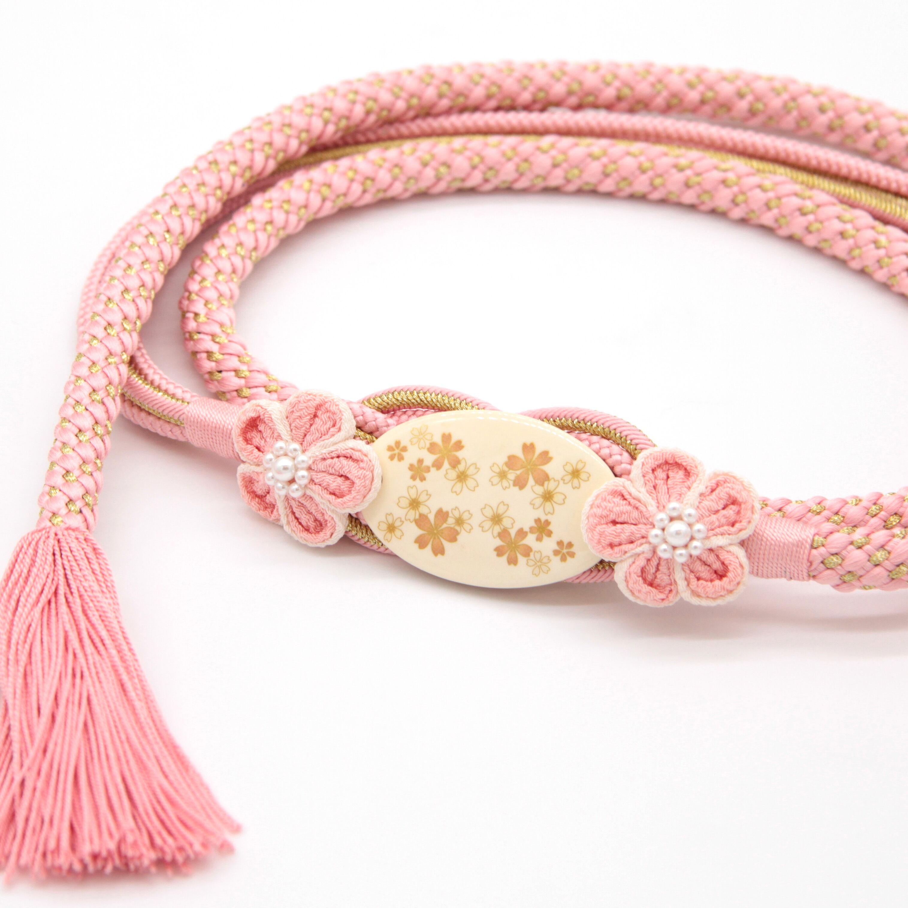 新品・未使用 帯締め【ピンク×花】帯飾り アクセサリー 成人式 振袖 帯〆 和装小物 着物 きもの 和装 W-91 新品・未使用 帯締め【ピンク×花】帯飾り アクセサリー 成人式 振袖 帯