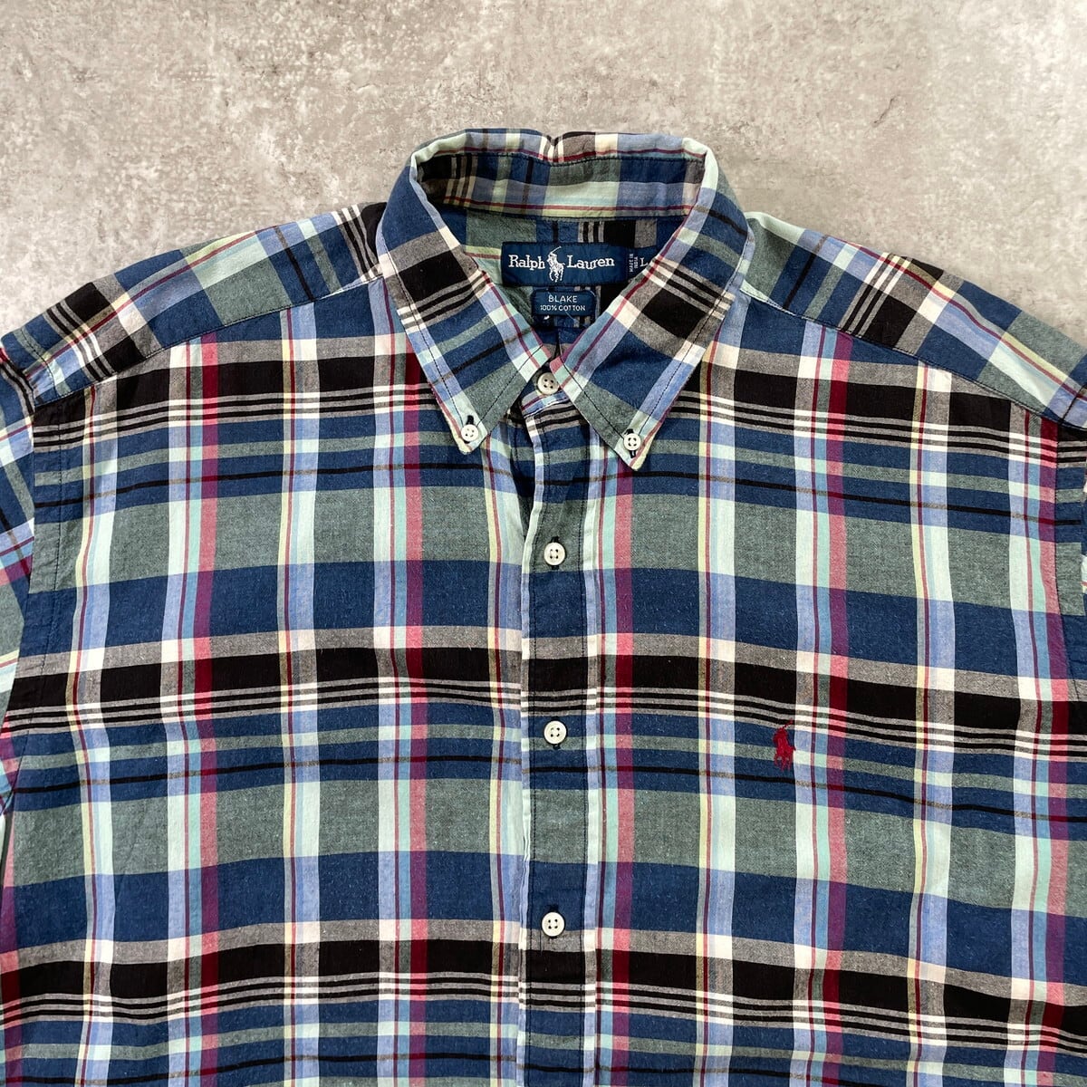 90年代 Ralph Lauren ラルフローレン BLAKE チェック柄 半袖シャツ
