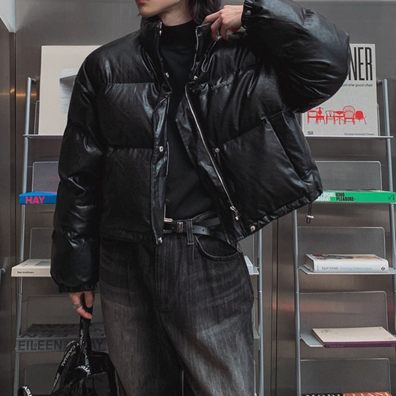 レザー風ボリュームコットンブルゾン　1005