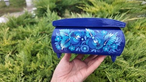 ペトリキウカ塗りのジュエリーボックス 15cm（ティモシェンコ作）ウクライナ製