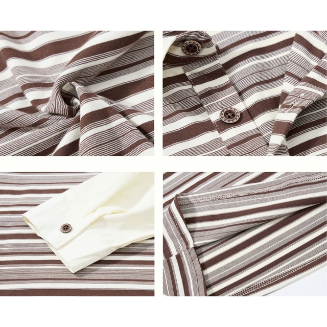 border layered-look long polo tee　ボーダーレイヤードポロロングティー　J2107