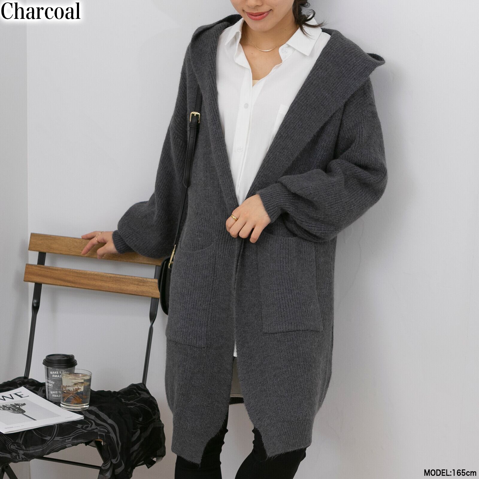 もっちり あったか フード付き ロングカーディガン | starcloset