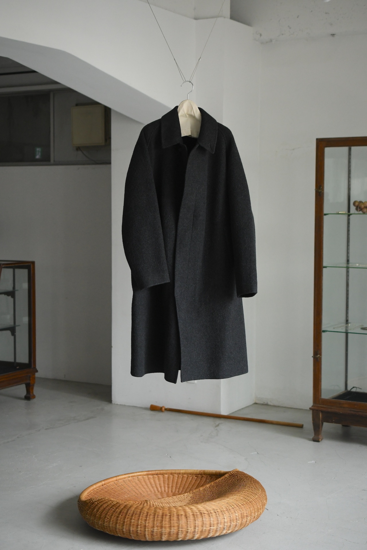 A.PRESSE / Cashmere Melton Long Coat (Charcoal)