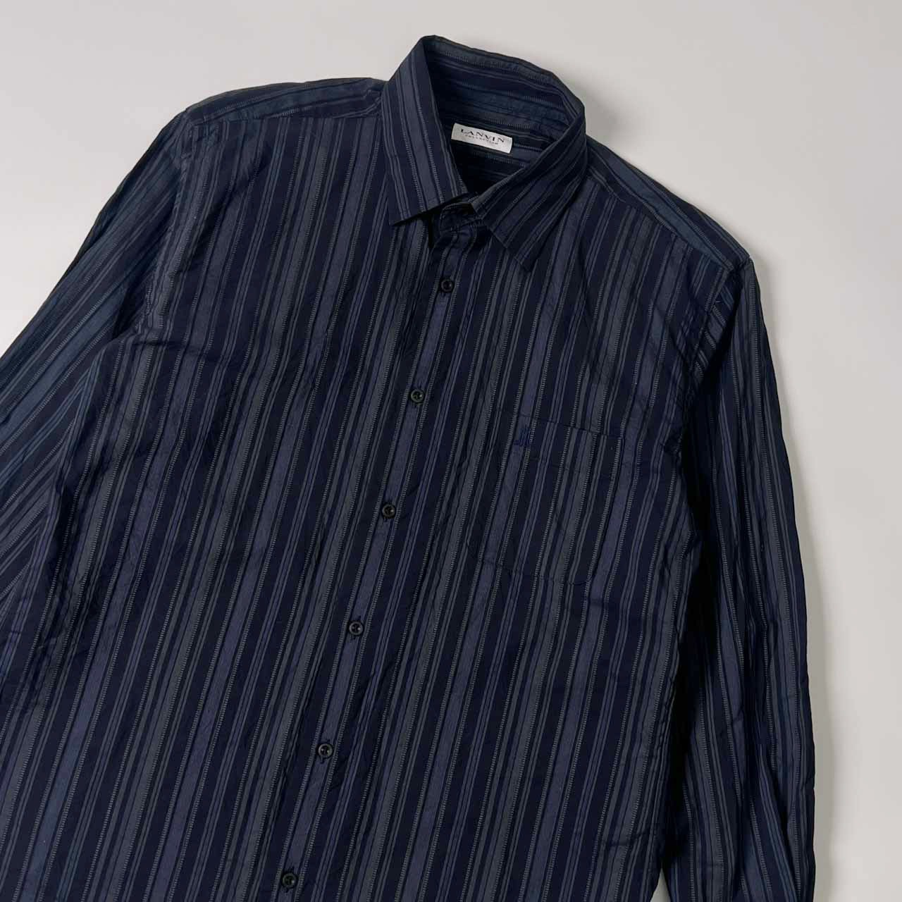 LANVIN COLLECTION ランバン ストライプ 長袖シャツ M/ダークグレー系 メンズ
