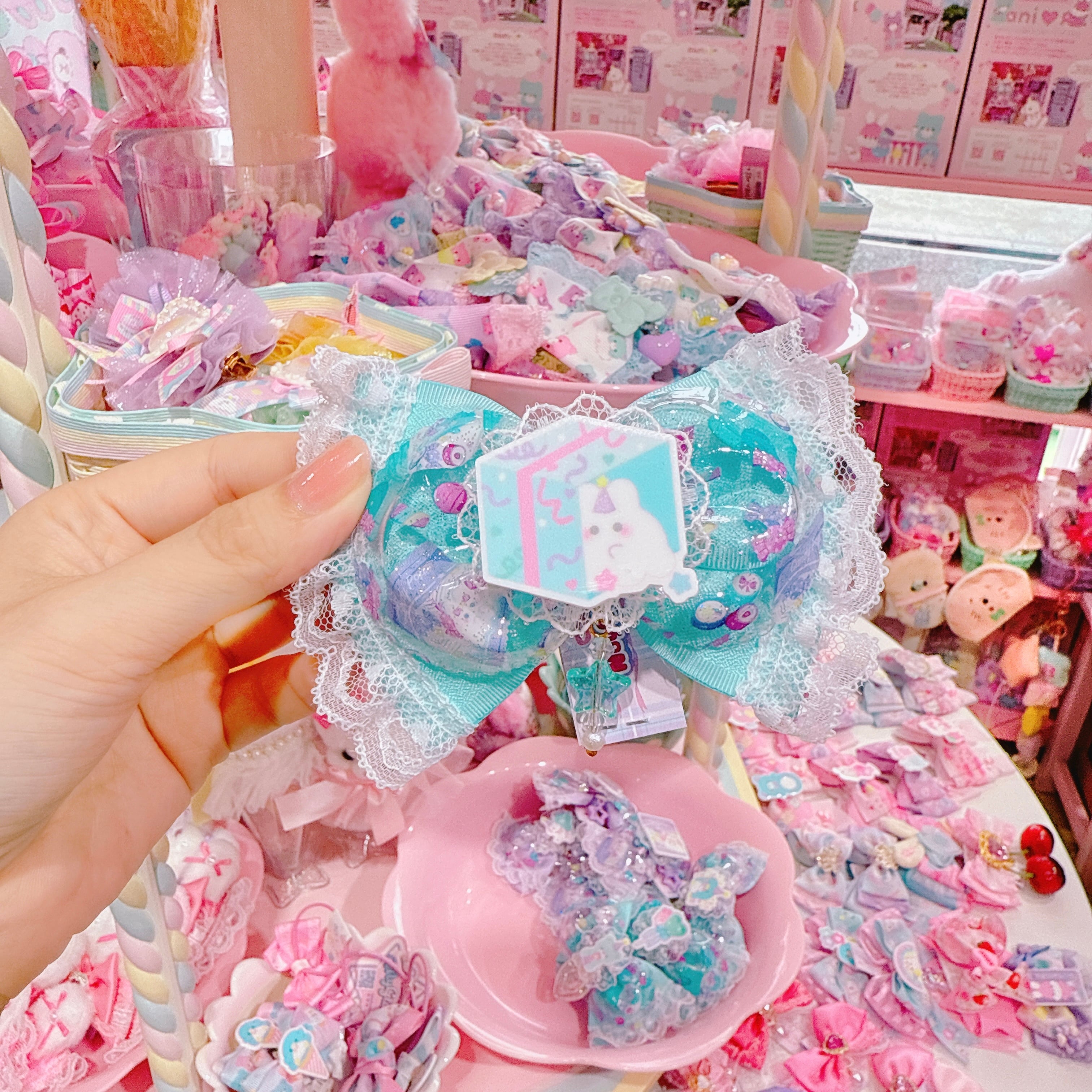 【F7】60-4レースリボンヘアクリップ