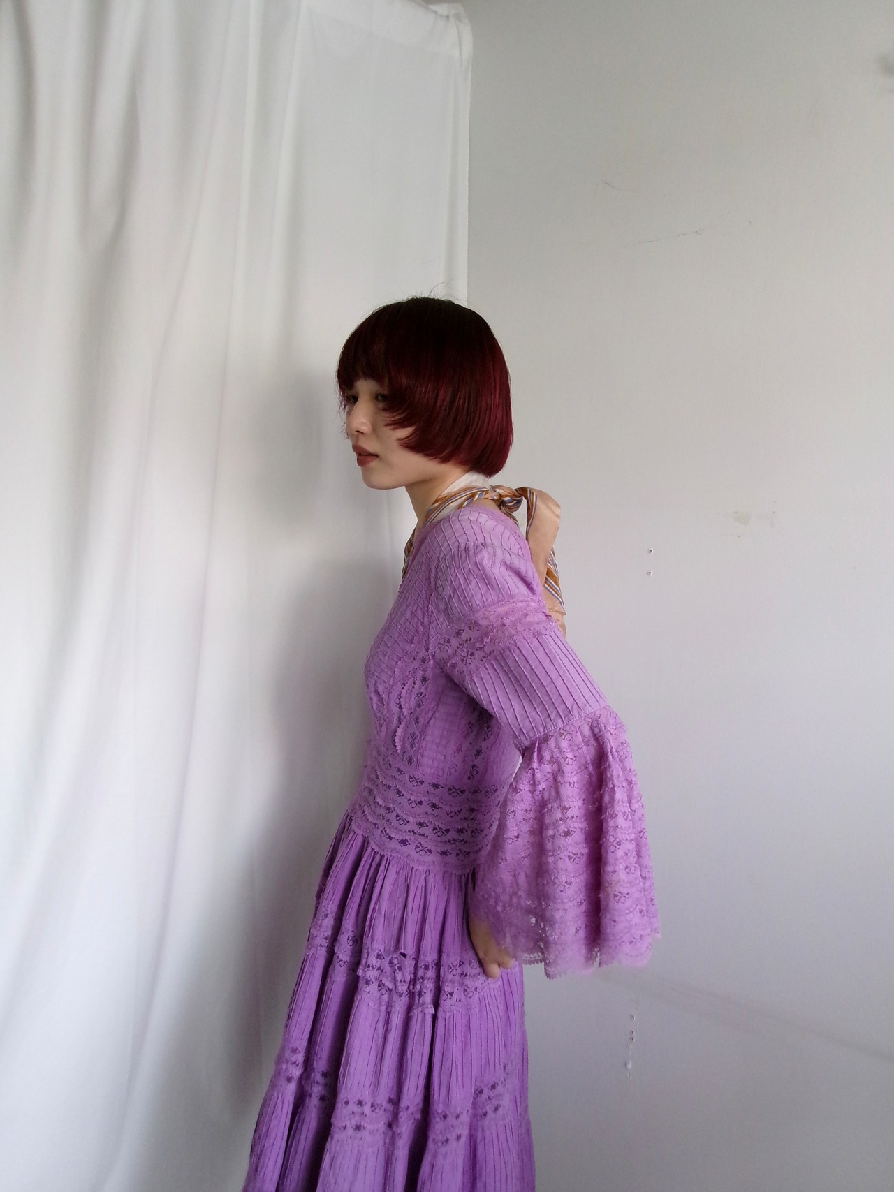 50’s Vintage Laced design flare sleeve dress