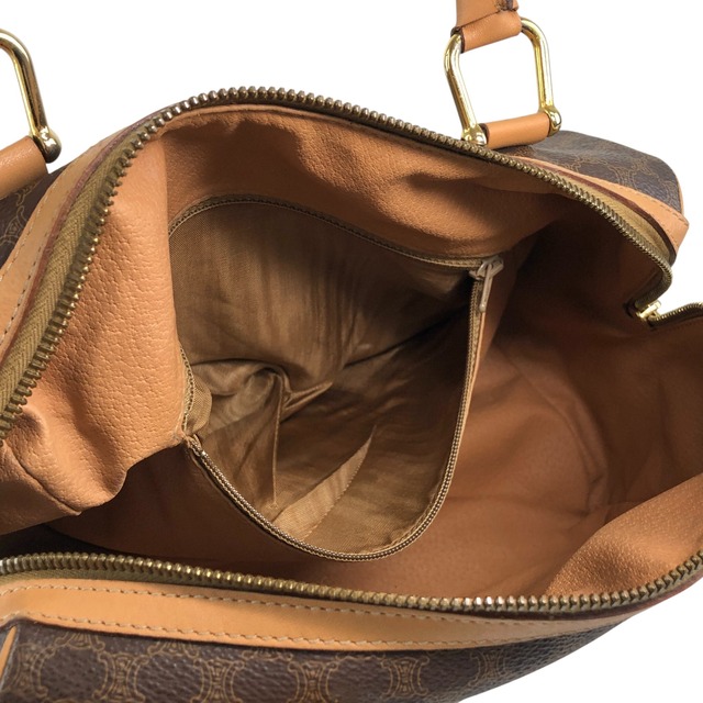 CELINE セリーヌ マカダム ハンドバッグ ブラウン ブラゾン型押し PVC レザー ミニボストン vintage ヴィンテージ オールド j2jeyj