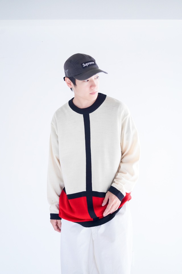 【1990s】"Modern Pattern" Europe Knitting Sweater / 5-350