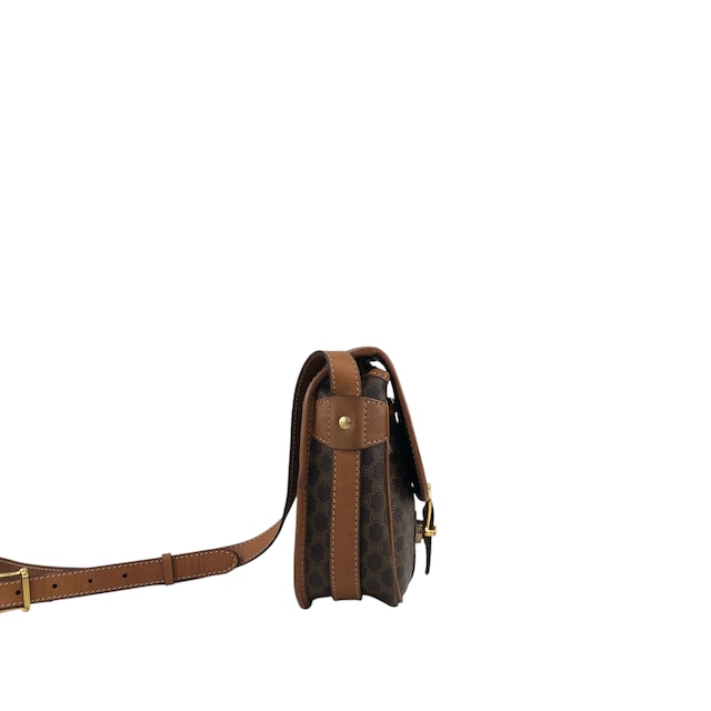 CELINE セリーヌ マカダム ショルダーバッグ ブラウン ブラゾン型押し PVC vintage ヴィンテージ オールド uuvwb7