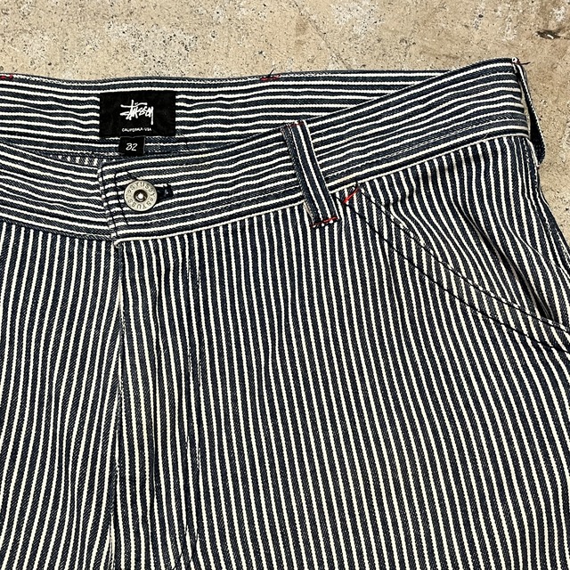 STUSSY HICKORY DOUBLE KNEE COTTON PANT 実寸 W32 L27