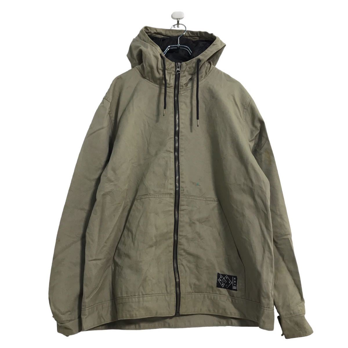 H&M ジップアップ コットン ジャケット L カーキ フード 古着卸