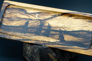 ※【魅惑の黒い紋様】 黒柿 ペントレイ 象嵌 月に吠える