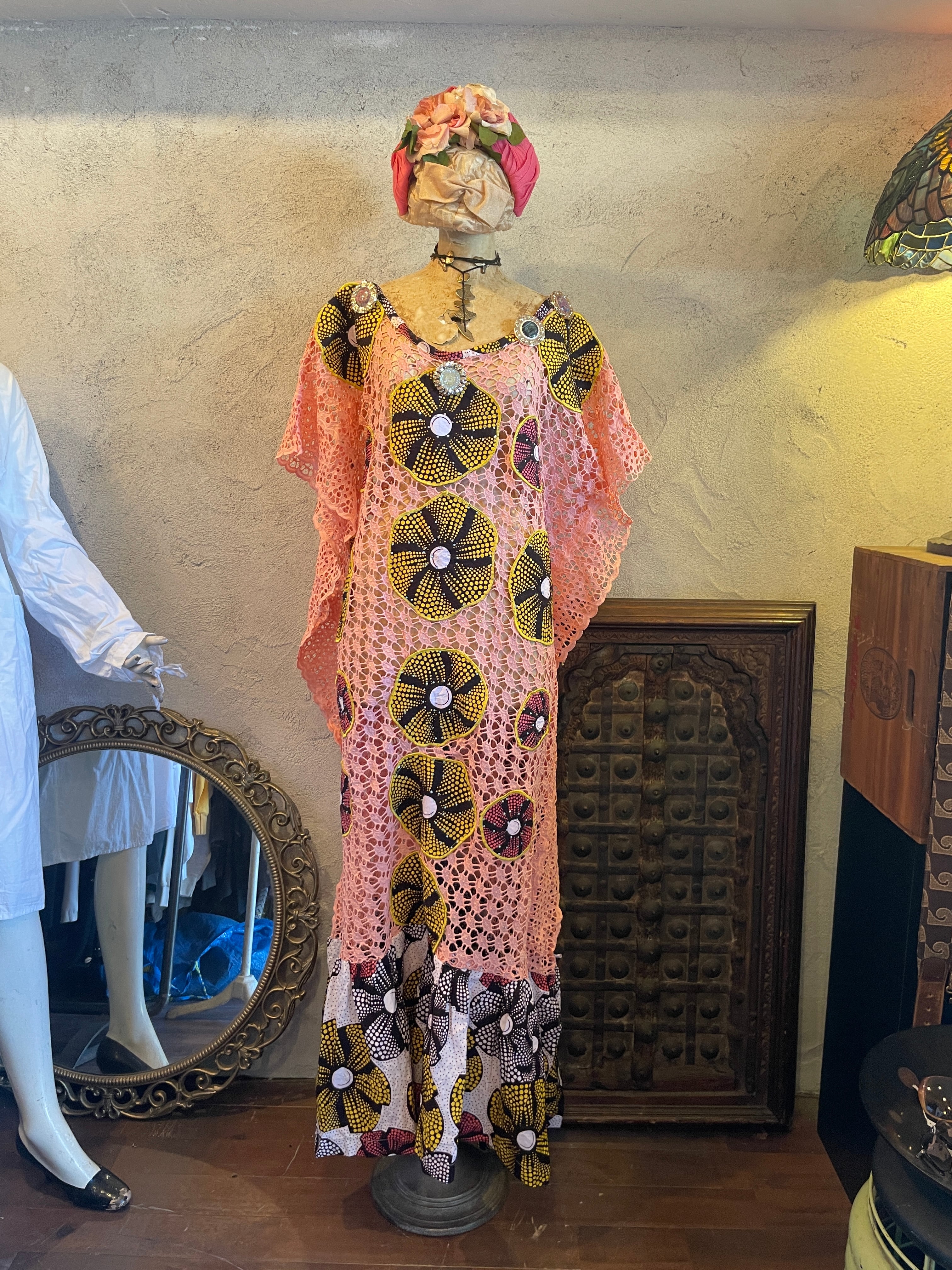 エプロンワンピース フラワー ヴィンテージ 古着 | TokyoDressLab.