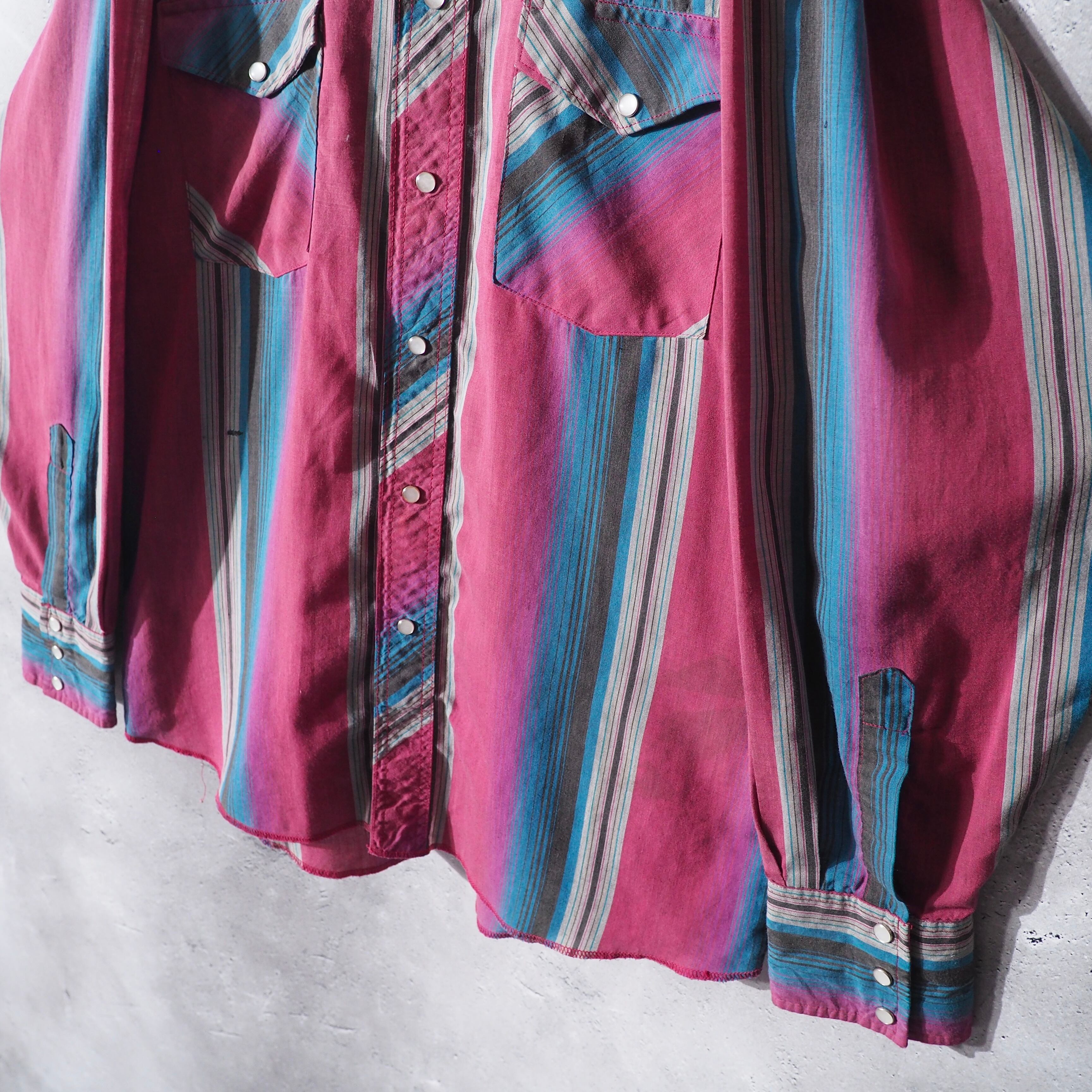” Old Wrangler ” Beautiful Bewitching Stripe Pattern Vintage Loose Western Shirt
