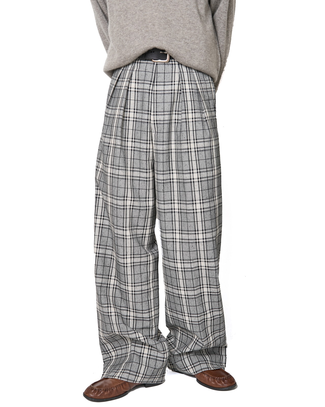 m's braque "TUCKED BAGGY PANTS〔GREY CHECK〕"