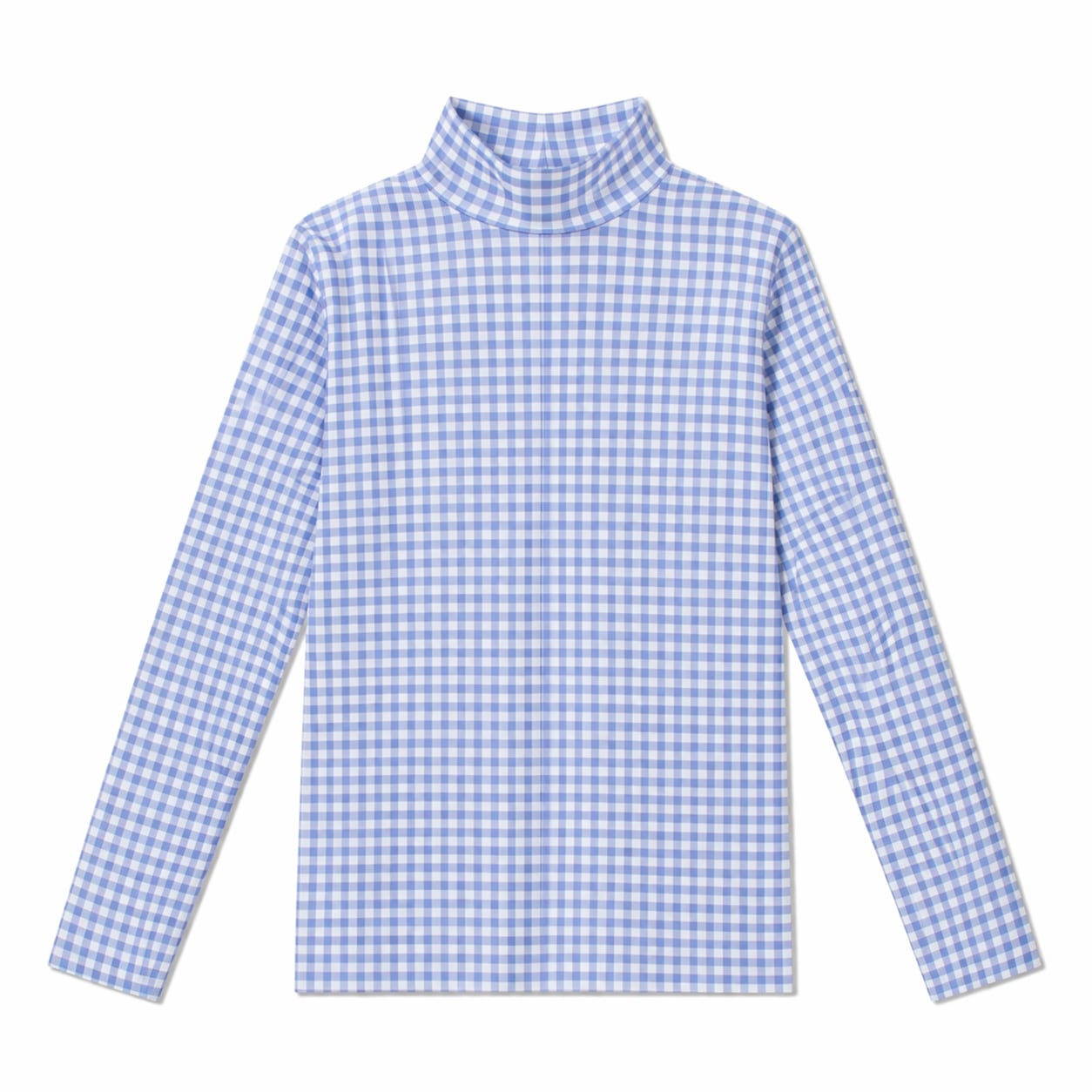 CHECK MOCKNECK TOP (BLU)