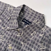 OLD UNIQLO オールド ユニクロ マリン風 総柄 半袖 シルク シャツ サイズ M