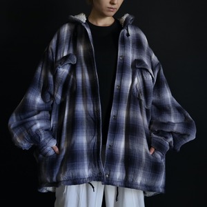 over silhouette boa-lining design cotton flannel hoodie jacket