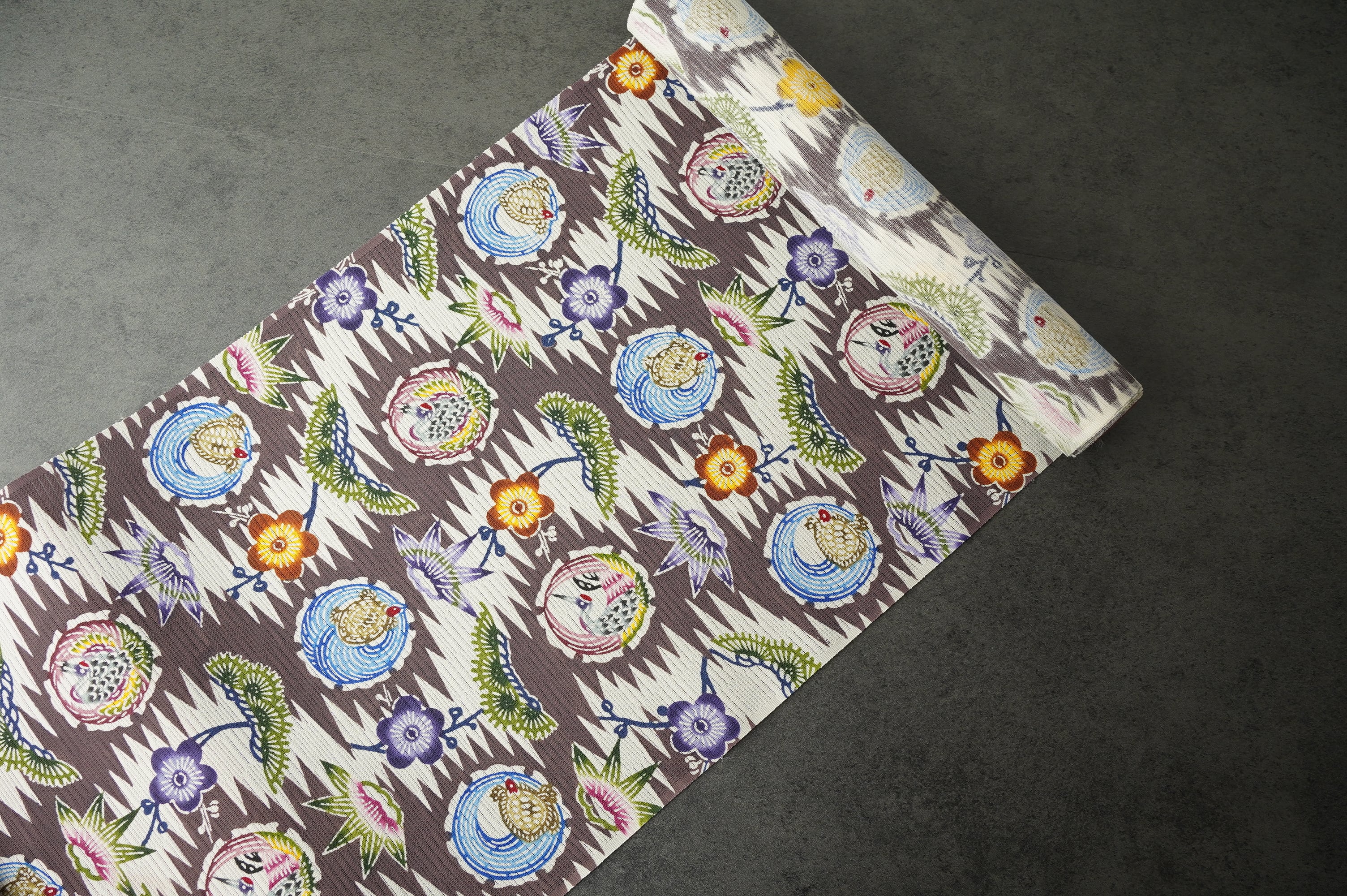 本紅型【知念紅型研究所】知念冬馬作 松竹梅鶴亀に稲妻