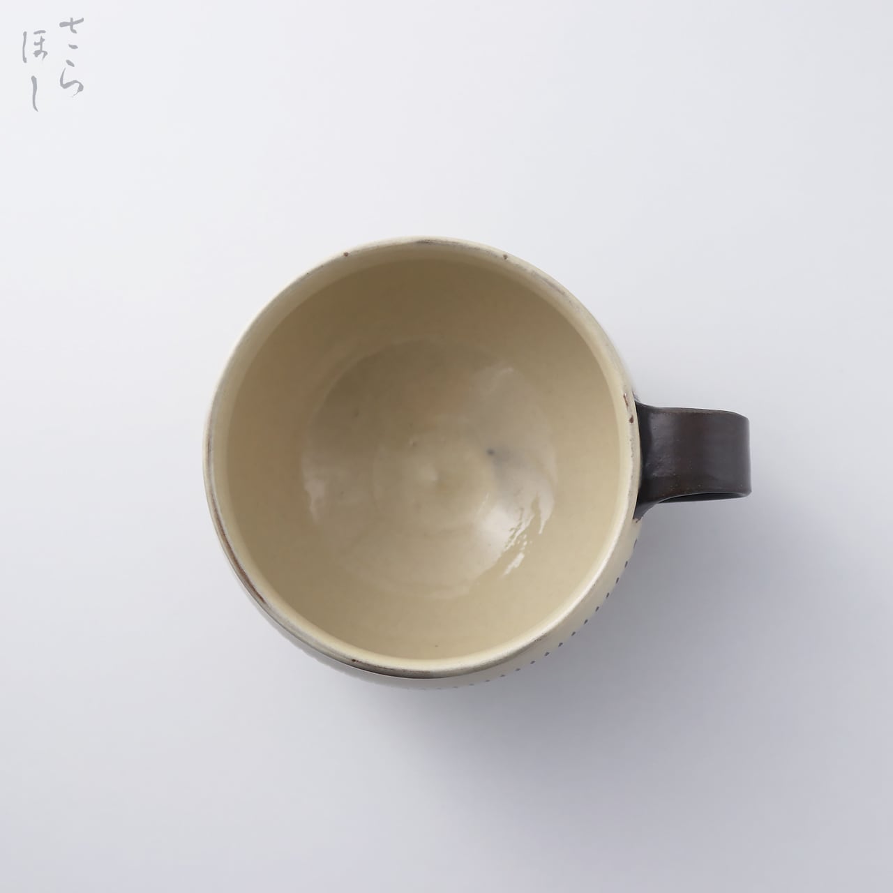 小鹿田焼 小袋窯 手付スープカップ 中央飛びかんな 白 口径約11.5cm