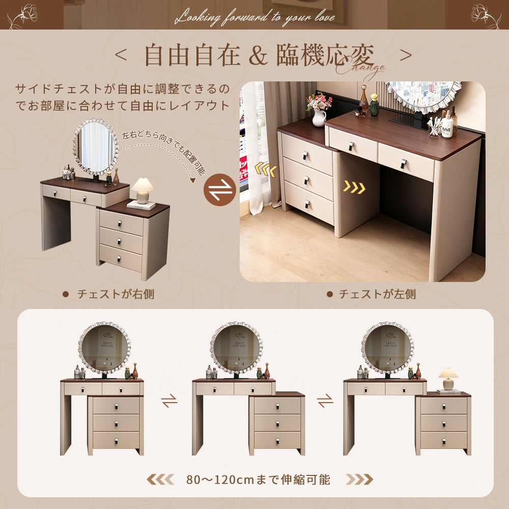 1000円クーポン付き】ドレッサー おしゃれ 北欧風｜LEDライト付き