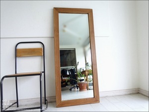 オールドチーク総無垢 ミラー140cm L/34 姿見 鏡 全身鏡 全身用 大型ミラー 古材家具 手作り レトロ 三大銘木 60cm x 140cm