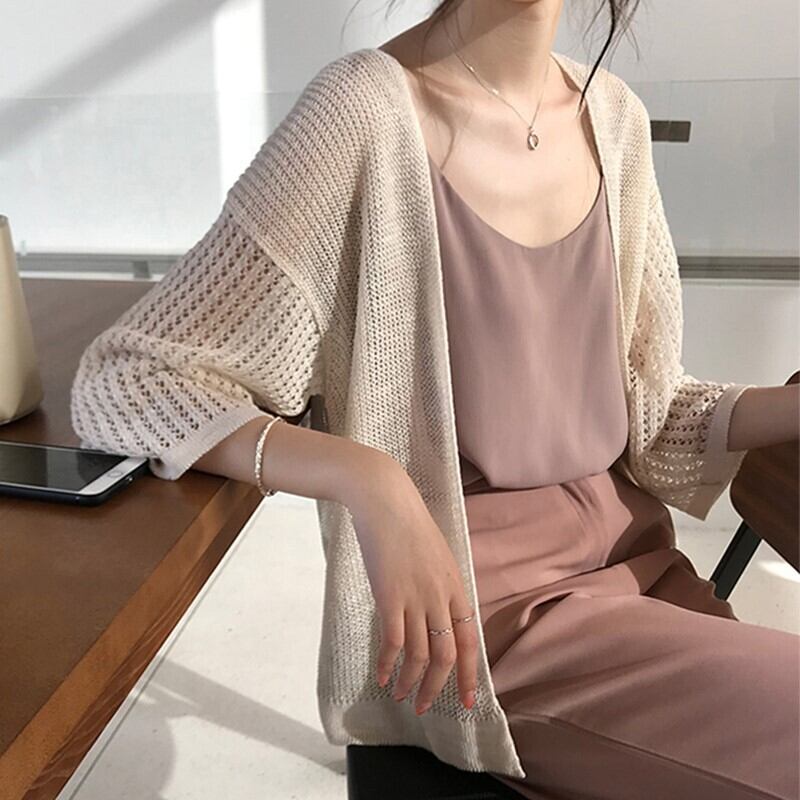 送料無料 ナチュラルなこなれ感 ニット カーディガン ざっくり編み 9分袖 フェミニン 大人女子 女っぽ Lamitte Deco トレンド 韓国ファッション ショップ Base店