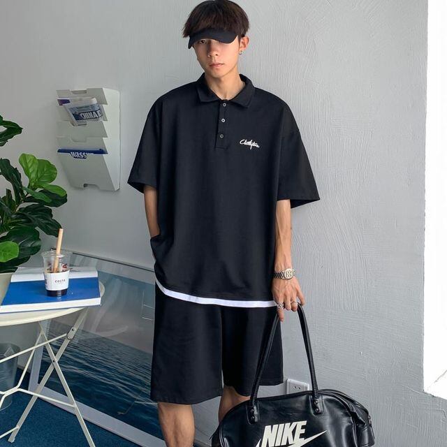 予約販売】メンズ セットアップ 上下 ハーフパンツ 半袖ポロシャツ