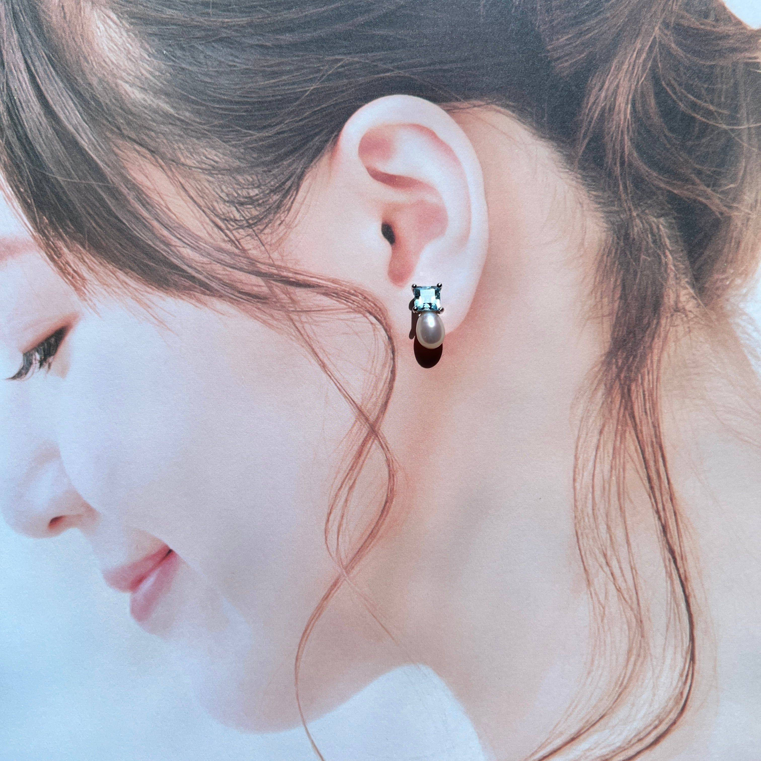 ブルートパーズ freshwater pearl ピアス | ＜天然石ジュエリー