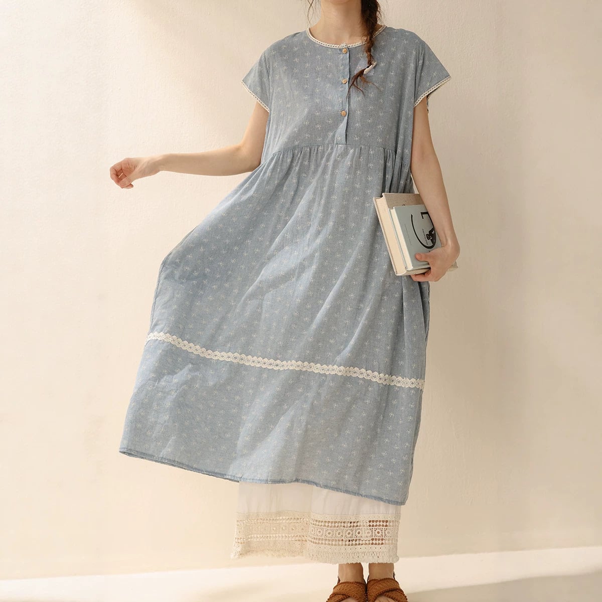 コットン花柄プリント ロングワンピース 4col H 260053 | Raglana