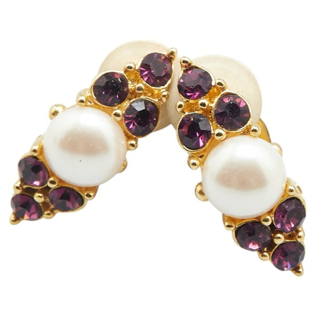 ジバンシー イヤリング ゴールド パープル メッキ フェイクパール カラーストーン レディース Givenchy 【中古】