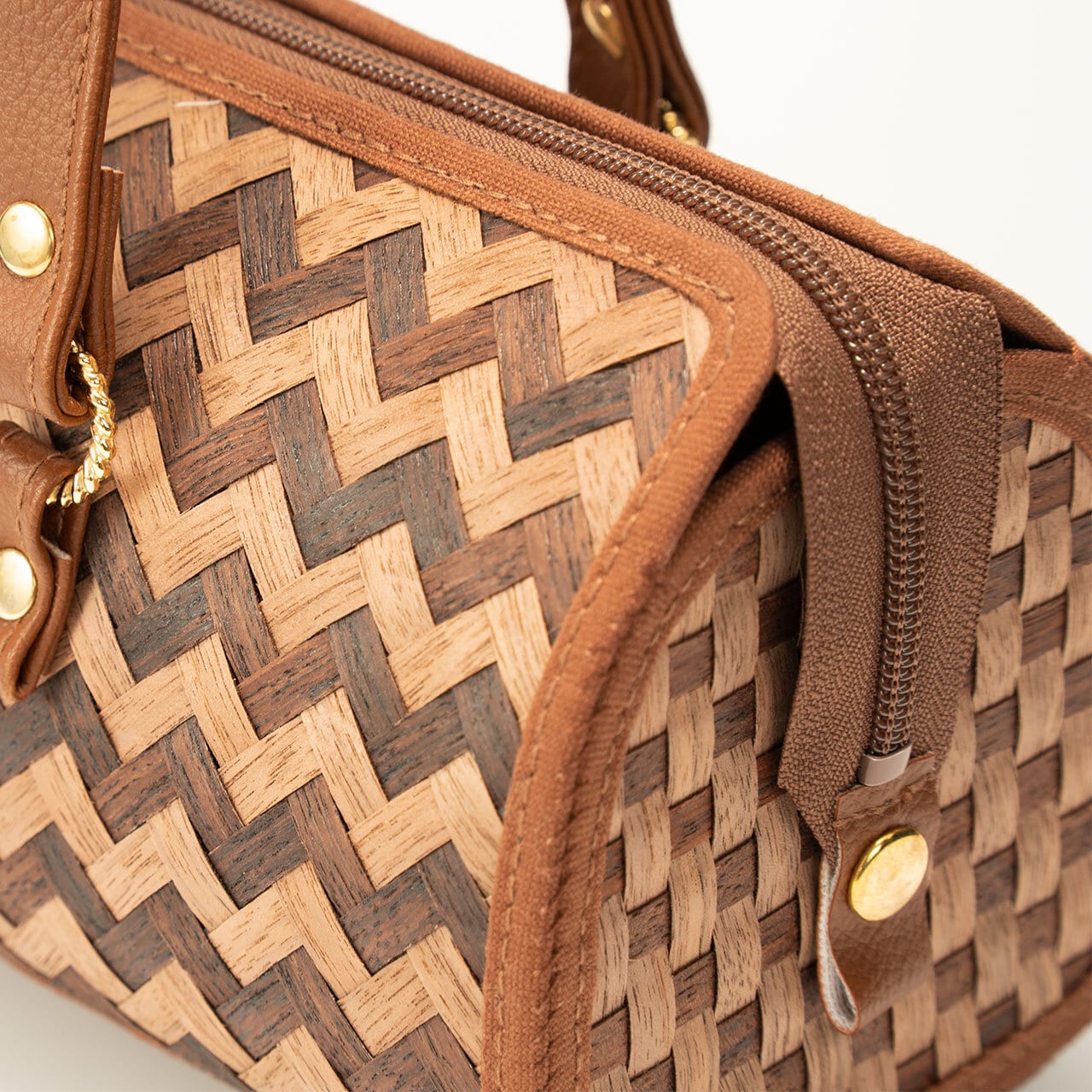 ローボストンバッグ 405 Rosewood×Walnut/木織りバッグ【くり ローボストンバッグ 405 Rosewood×Walnut/木織りバッグ【くり