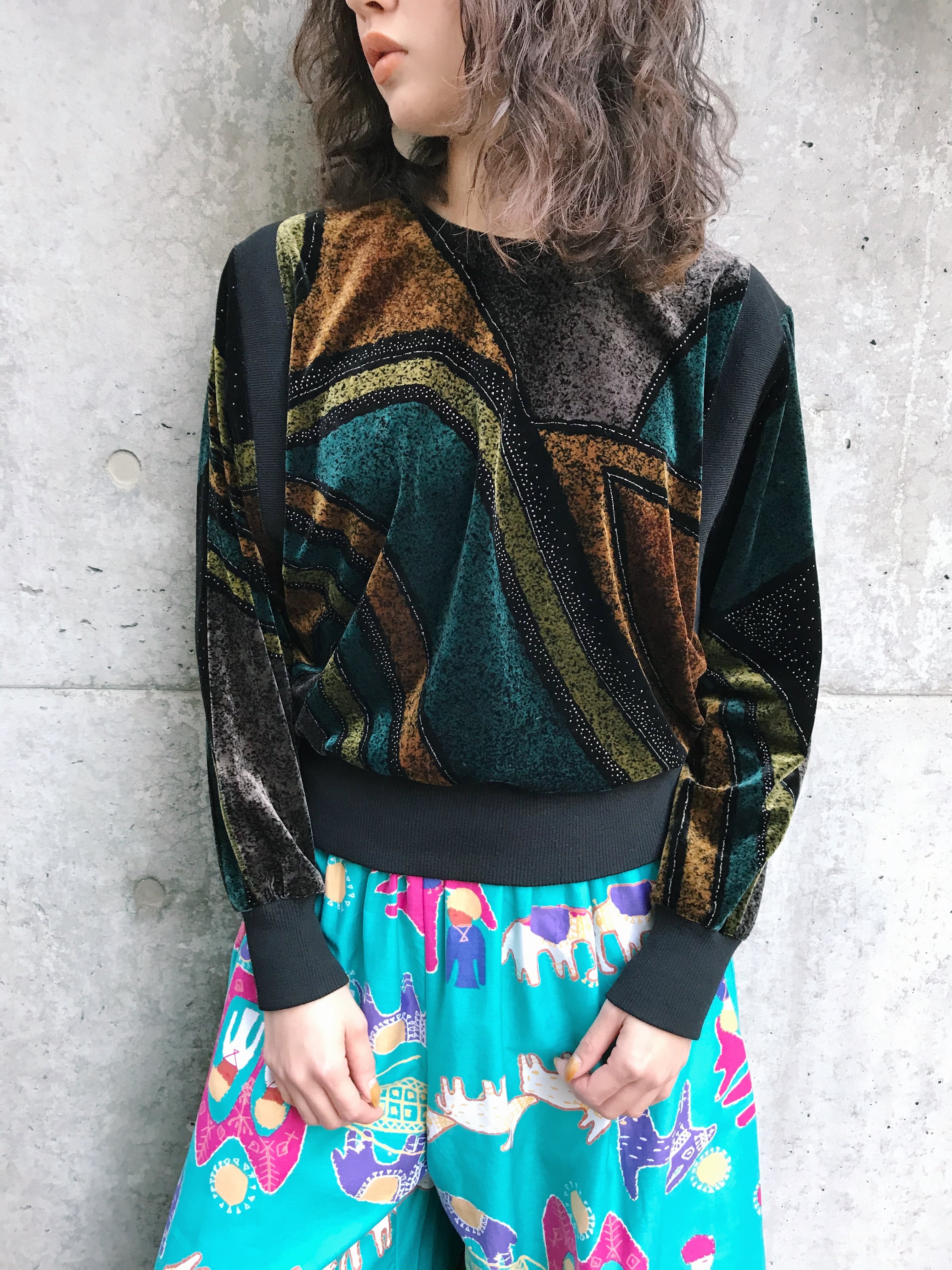 80s dolman sleeve velour tops ( ヴィンテージ ドルマンスリーブ