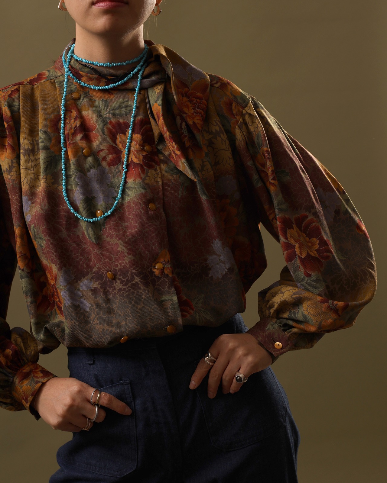 1980-90's Emanuel Ungaro / Botanical Tie Blouse