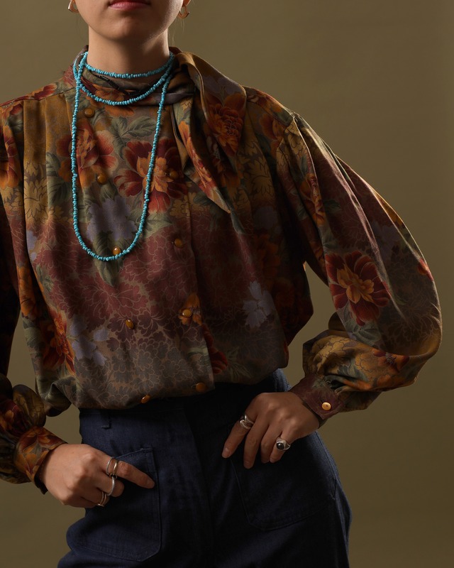 1980-90's Emanuel Ungaro / Botanical Tie Blouse