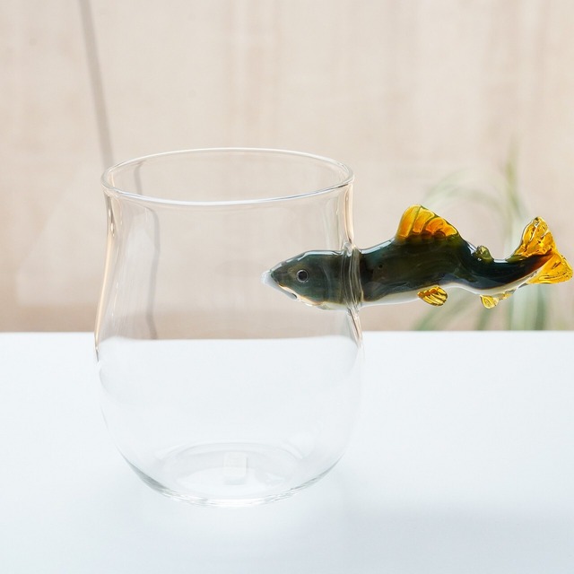 【竹川久仁子】耐熱ガラス　落鮎マグカップ　T-23