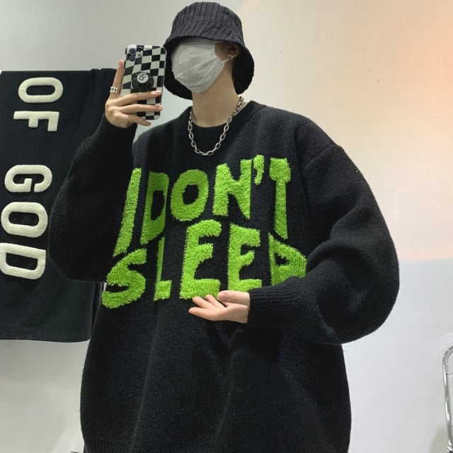 予約販売】ニット セーター オーバーサイズ 英字 ポップ メンズ