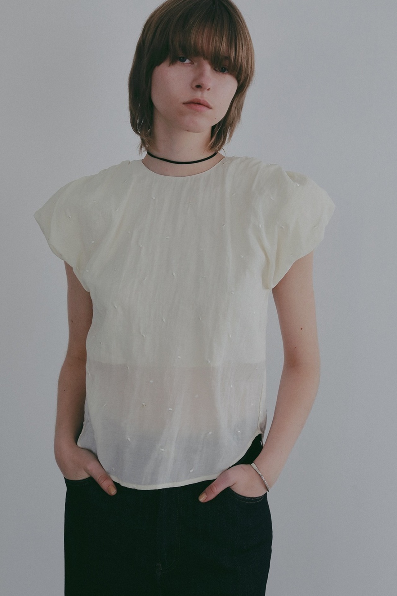 MANOF DOT EMBROIDERY BLOUSE 3色展開