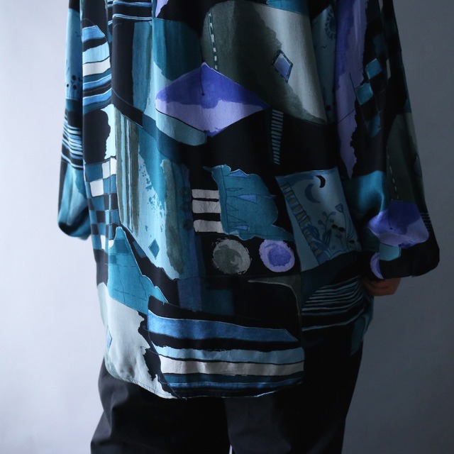 cold coloring full art pattern loose silhouette shirt