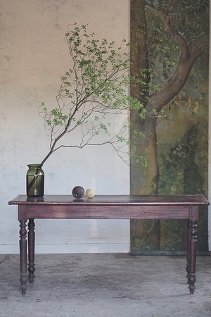 差し向かいに、細めテーブル-antique pine narrow  Table