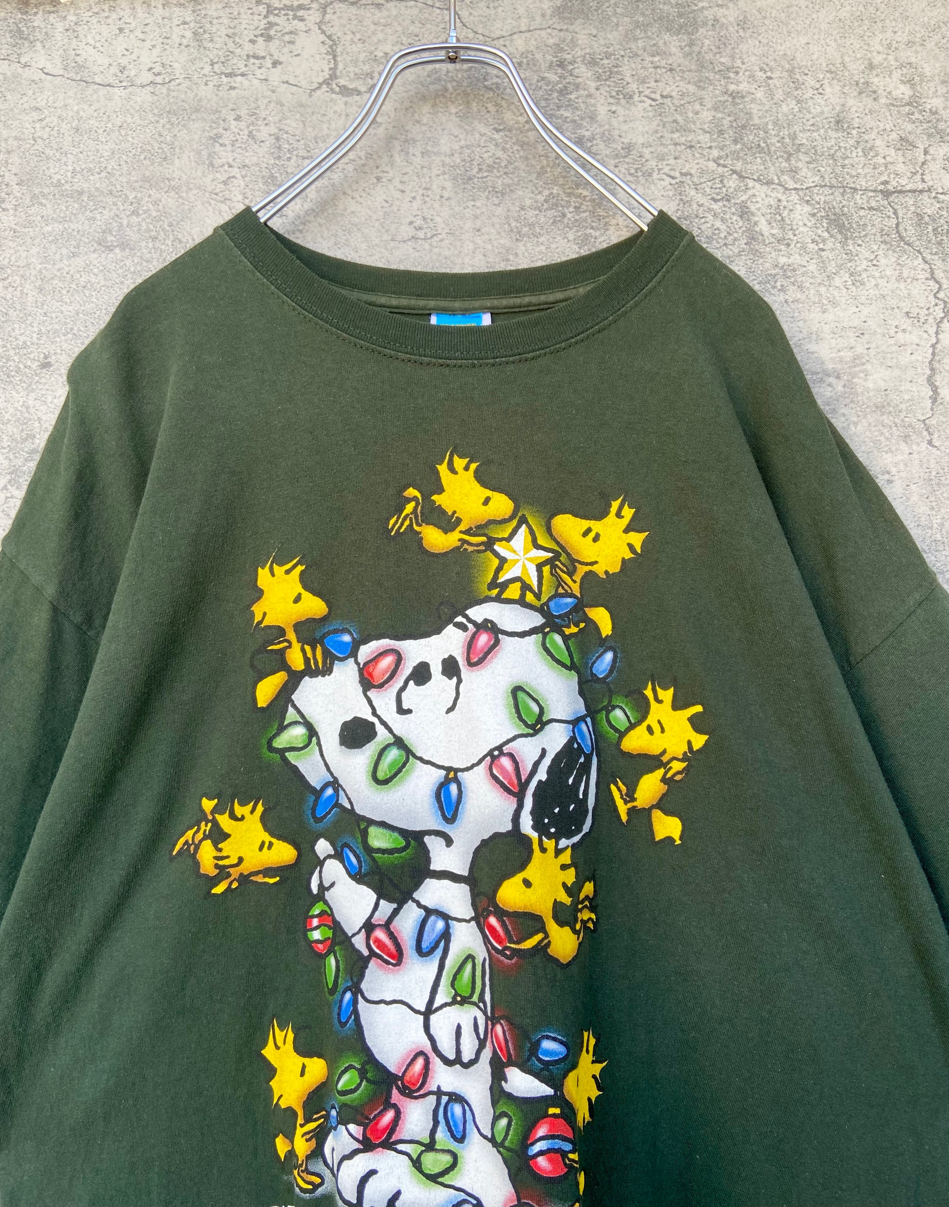 SNOOPY スヌーピー Tシャツ 緑 デカロゴ オーバーサイズ