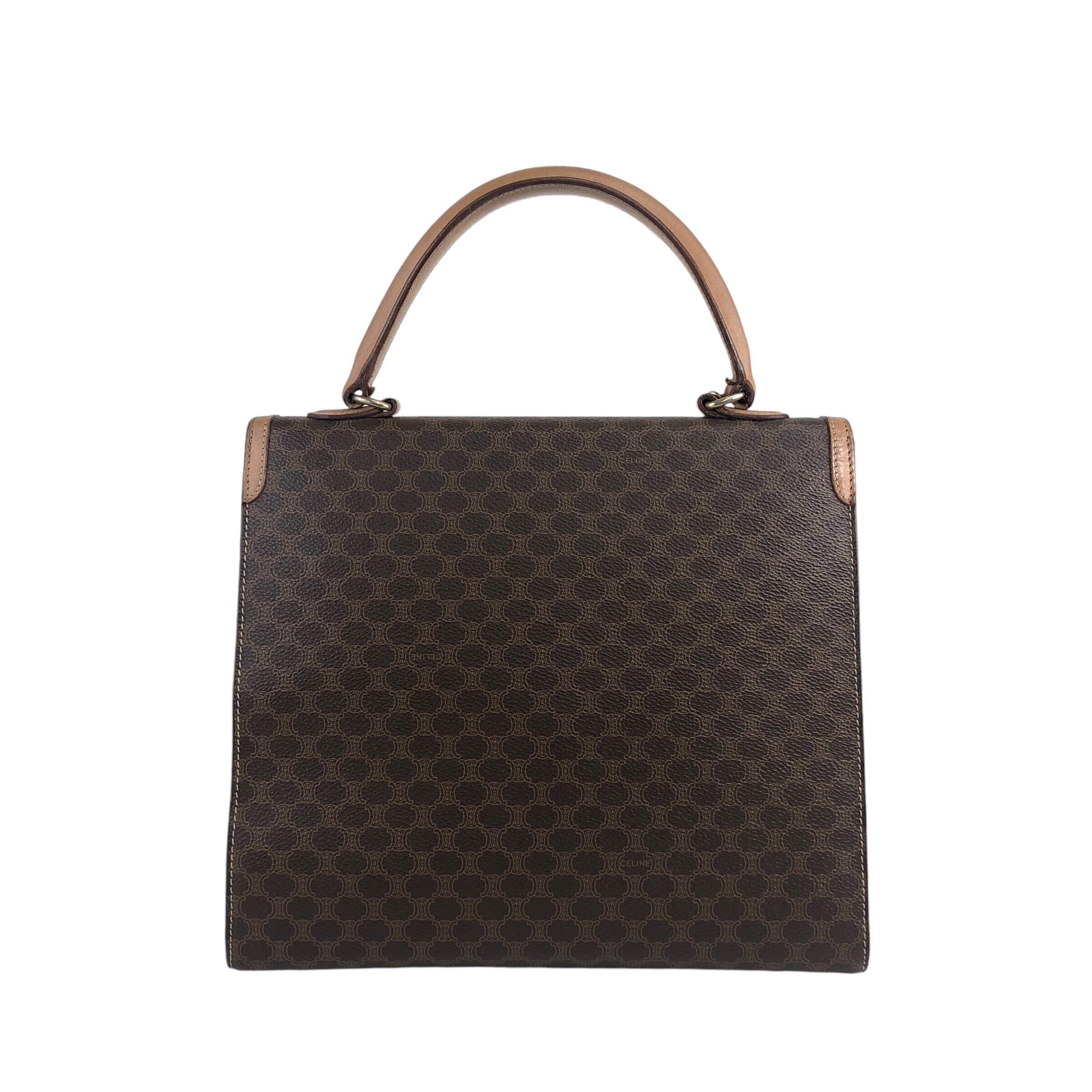 CELINE セリーヌ マカダム ハンドバッグ ブラウン ガンチーニ CELINE セリーヌ マカダム ハンドバッグ ブラウン ガンチーニ