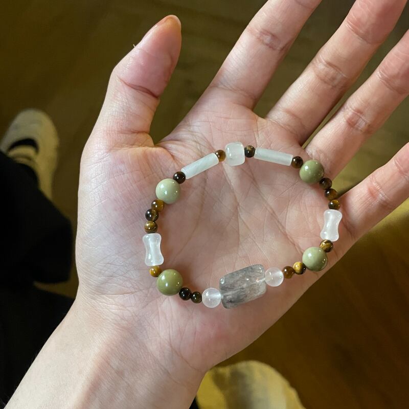 MOKA清涼感のある灰色結晶ブレスレット