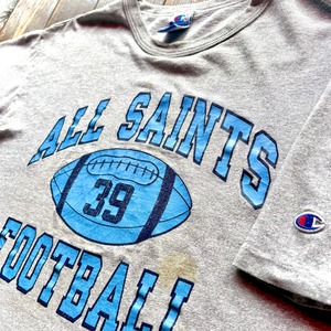 90's  Champion 〝ALL SAINT FOOTBALL〟 3line × Football × Numbering T-Shirt - MADE IN U.S.A - / Size　XX-LARGE