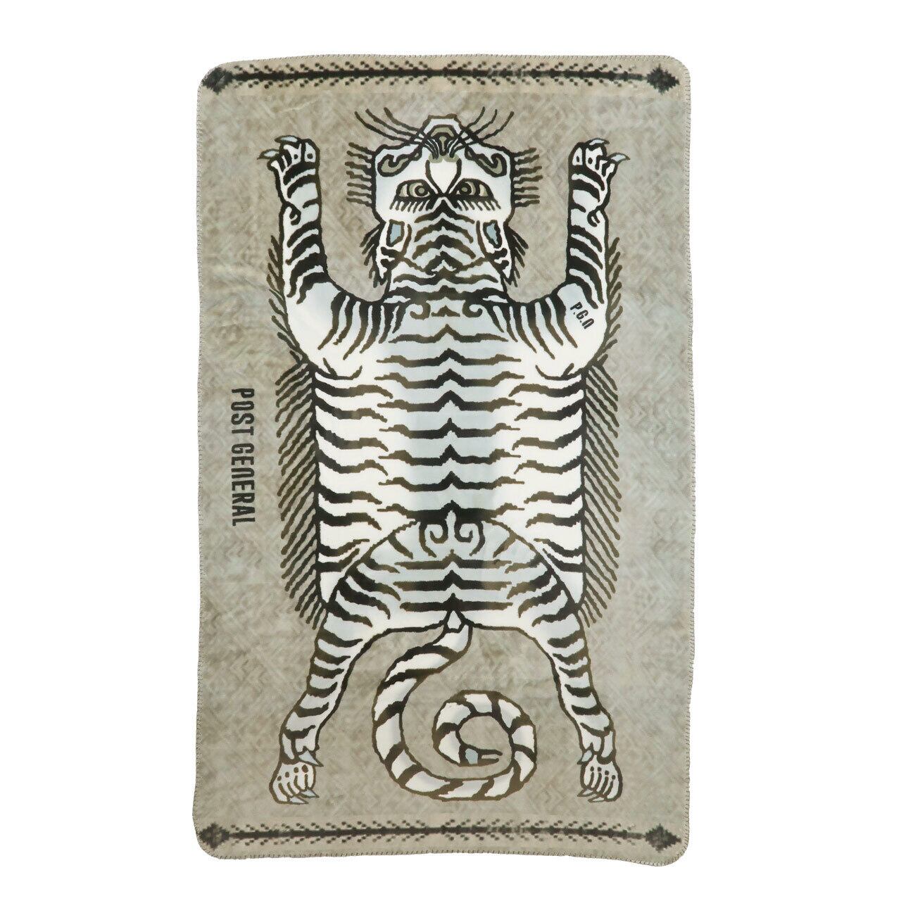 フランネル フリースブランケット - WHITE TIGER シングルサイズ 寝具 防寒 寒さ対策 あたたかい かわいい ひざ掛け 暖房 オシャレ タイガー 節電